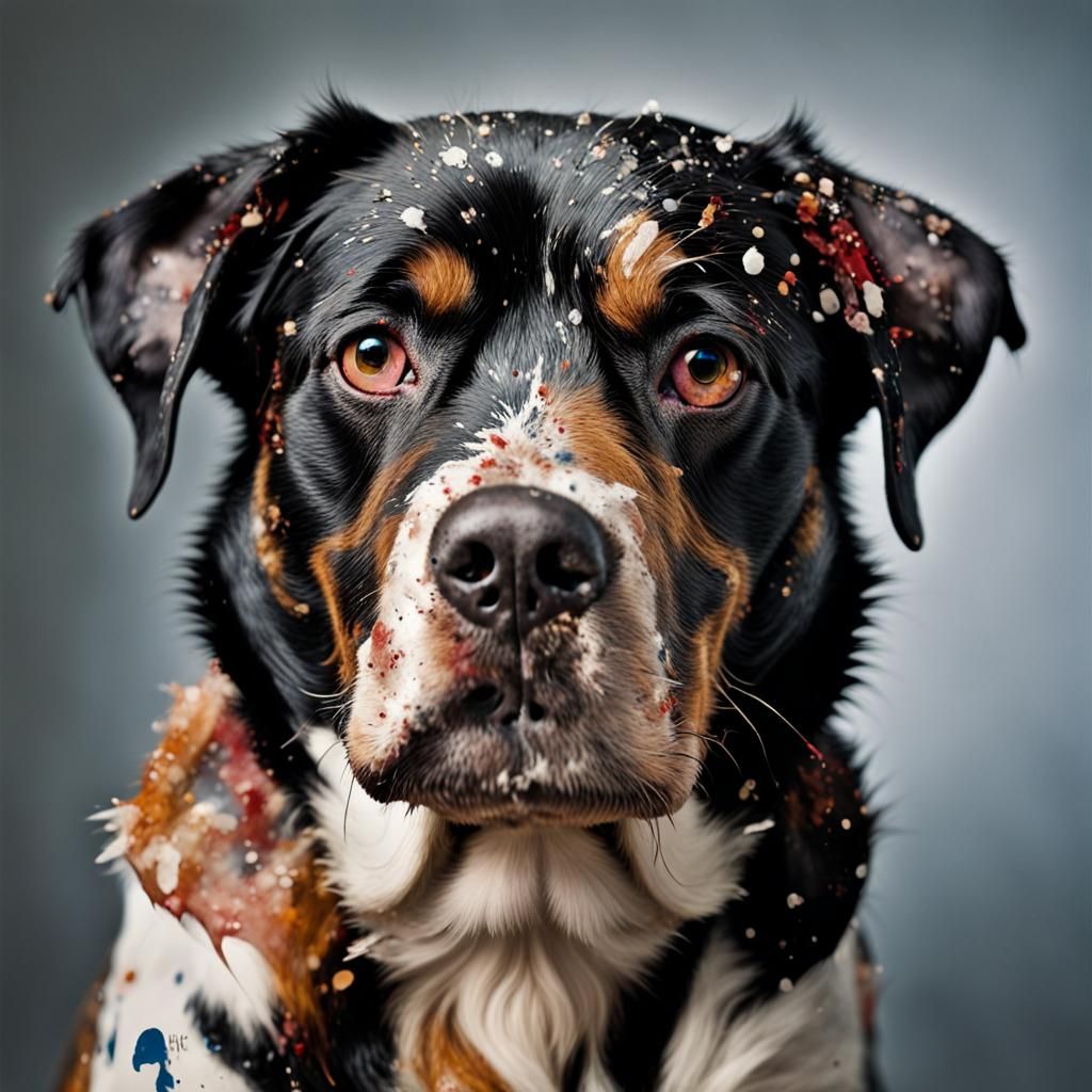 Dog Portrait in Splatter Art Style