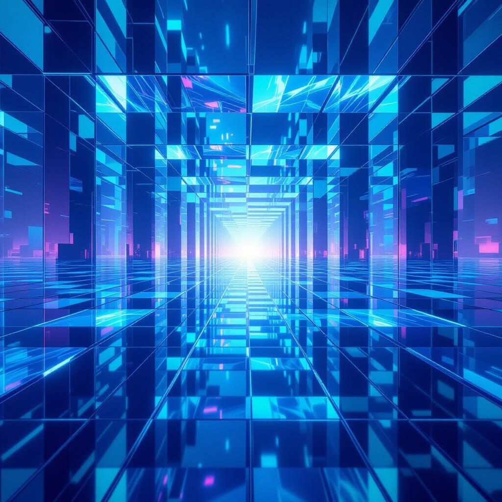 Futuristic Crystal Maze: Infinite Neon Sky