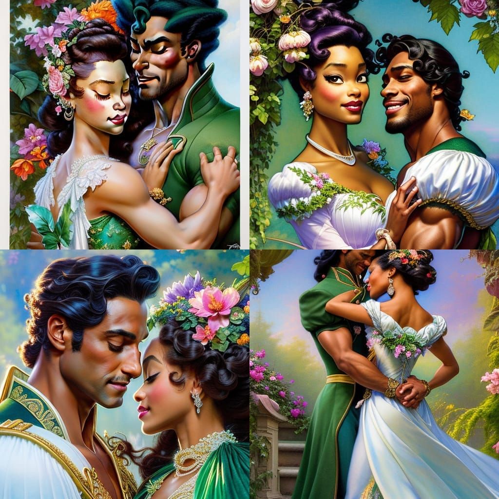 Prince Naveen and Princess Tiana Rococo Portrait