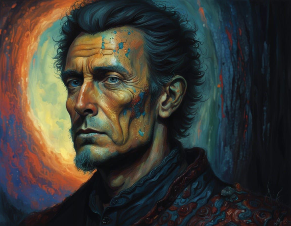 Handsome Man Portrait in Beksiński Painting Style