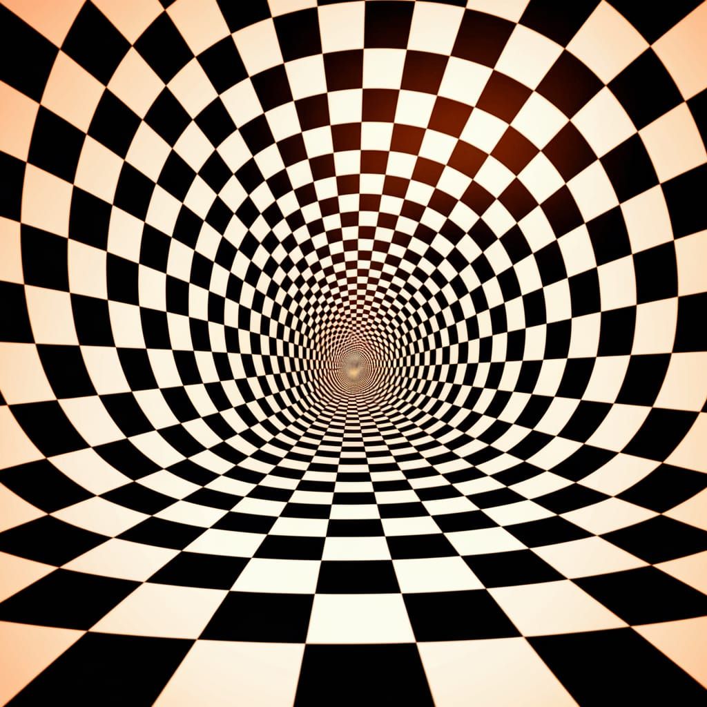 Stunning Checkerboard Optical Illusion with Converging Paths