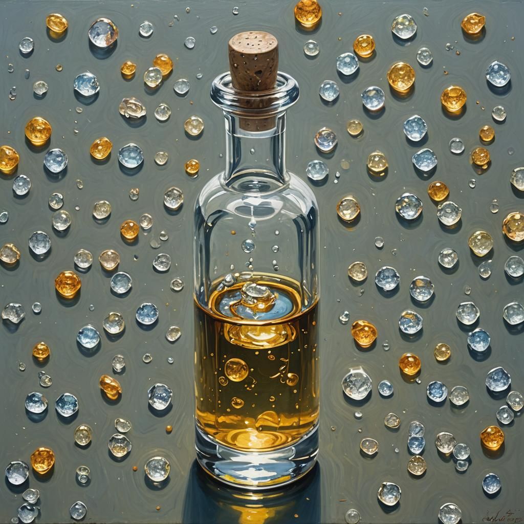 A crystal-clear vial filled with sparkling, effervescent liquid.