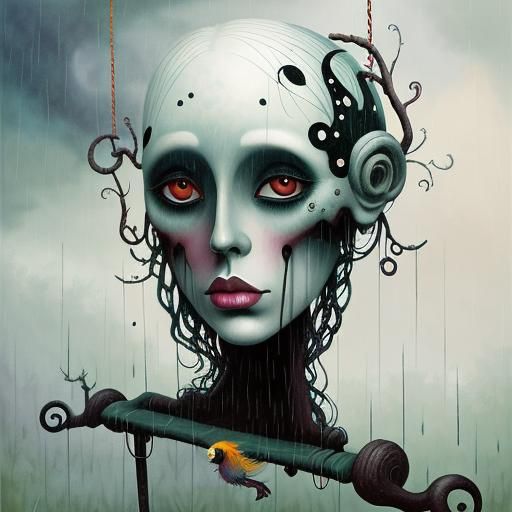 Girl on Swing: Pop Surrealism Gloomcore Illustration