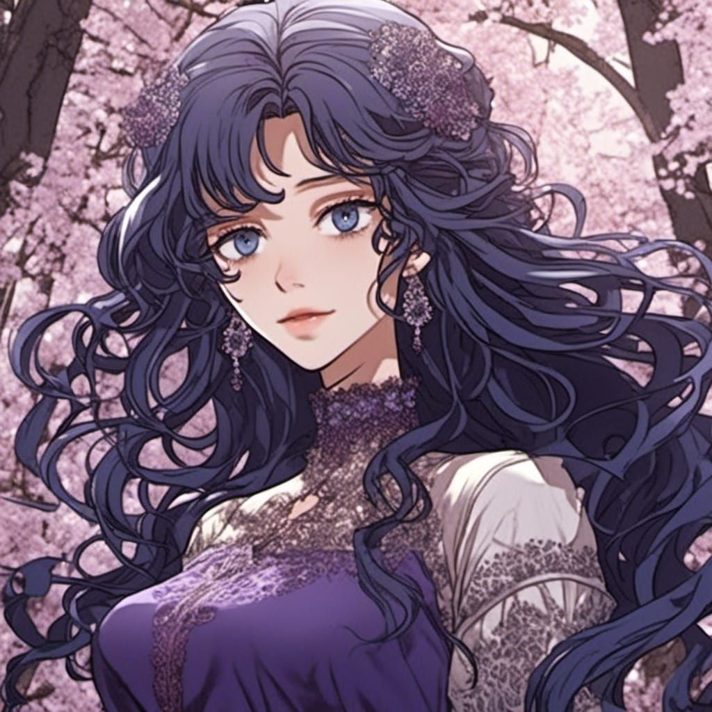 Black Skinned Girl with Purple Hair, Detailed Matte Painting