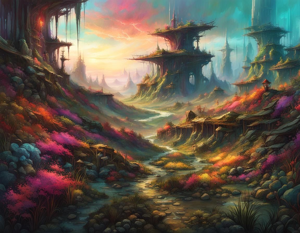 Lush Elemental Landscape of Overgrown Chaos