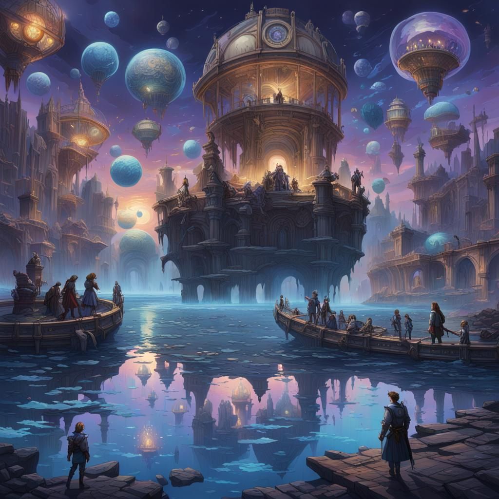 Floating Lake in Space with Historical Reflections