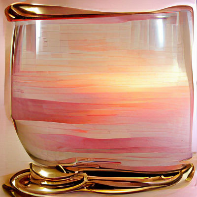Reflective Abstract with Pastel Pink and Gold