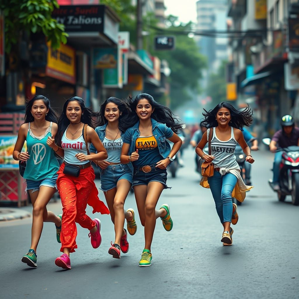 Youthful Indian Girls Run Free in Urban Jungle