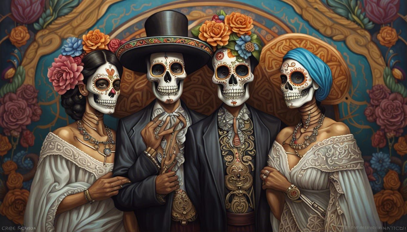 Day of the Dead Skeletons in Mexican Folk Art
