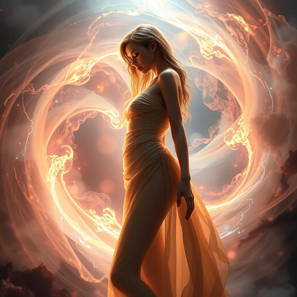Ethereal Goddess in Dreamlike Vortex