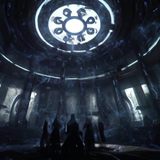 Dramatic Court Meeting with Volumetric Lighting