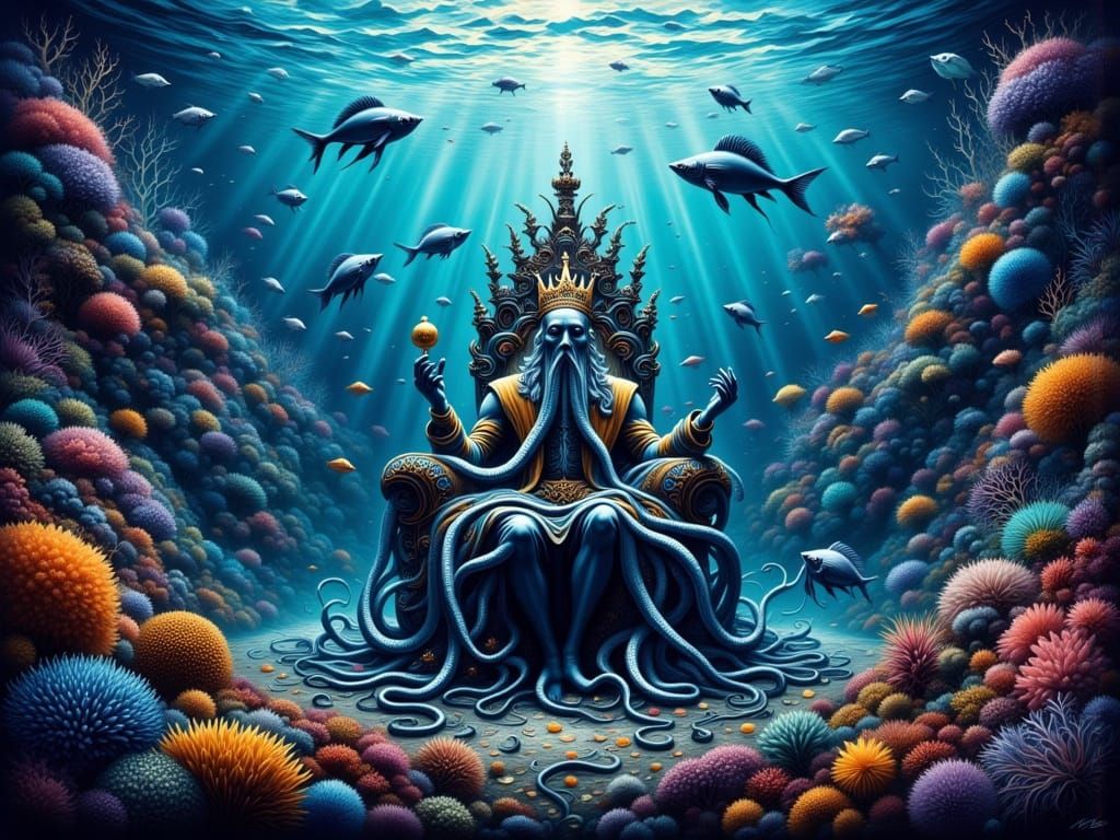 Octopus King Conducts Meeting Under the Sea