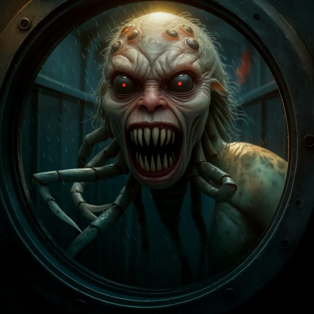 Horrific Flea-Monster Mermaid Hybrid in Golden Hour