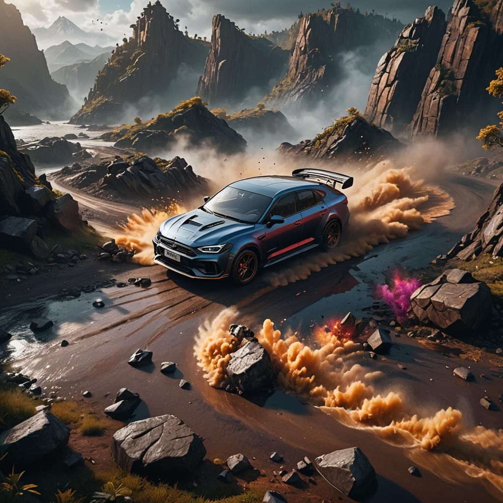 Car Drifting: Detailed Matte Painting in 8K