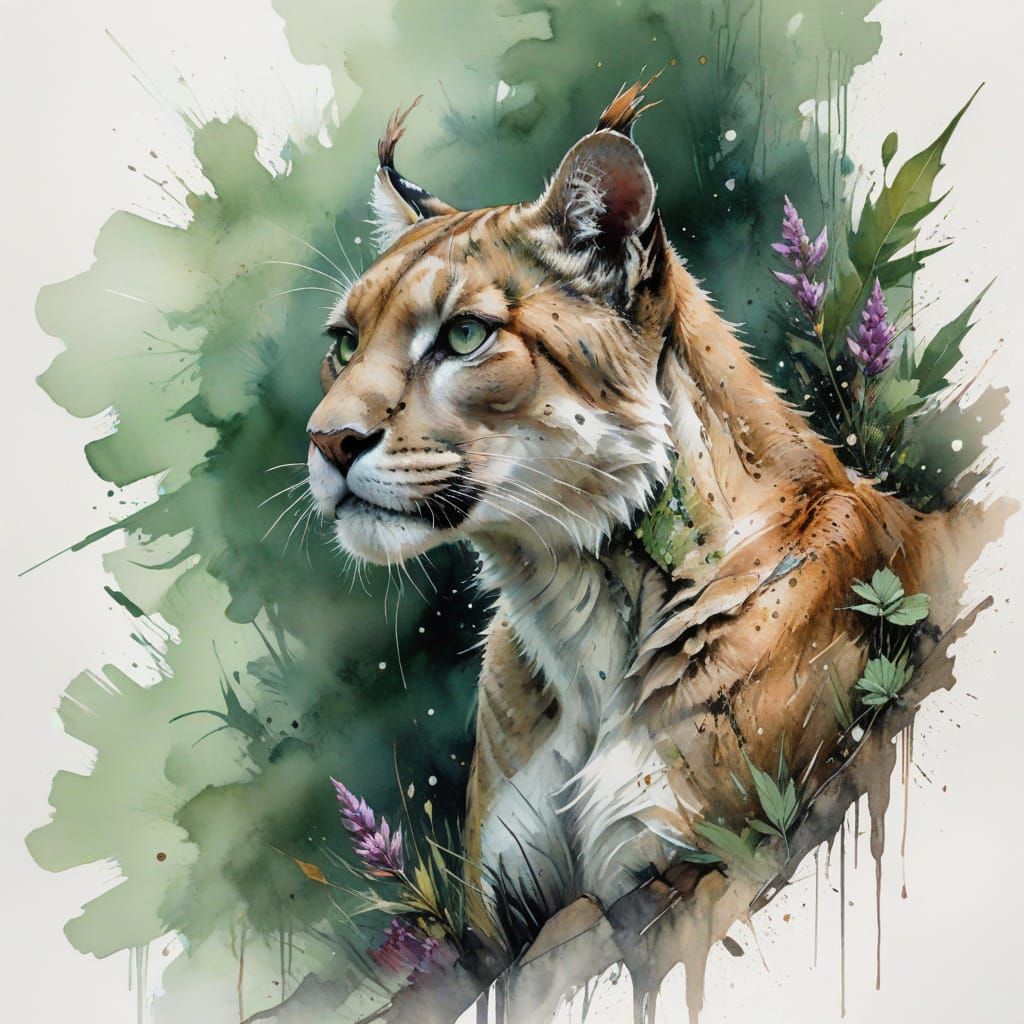 Cougar in Alpine Wilderness at Twilight