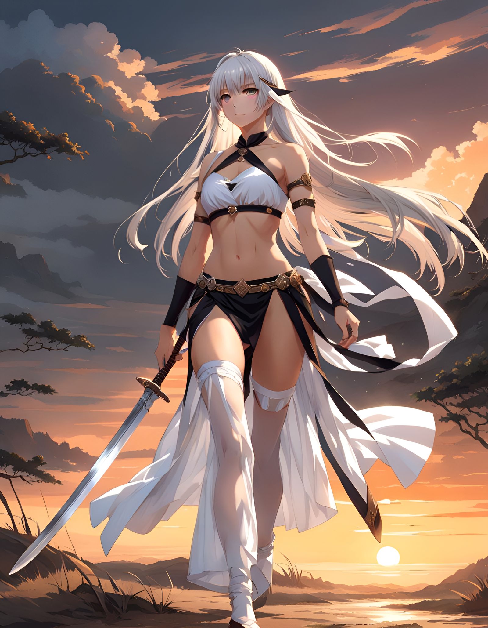 Fantasy Anime Girl Warrior with Longsword