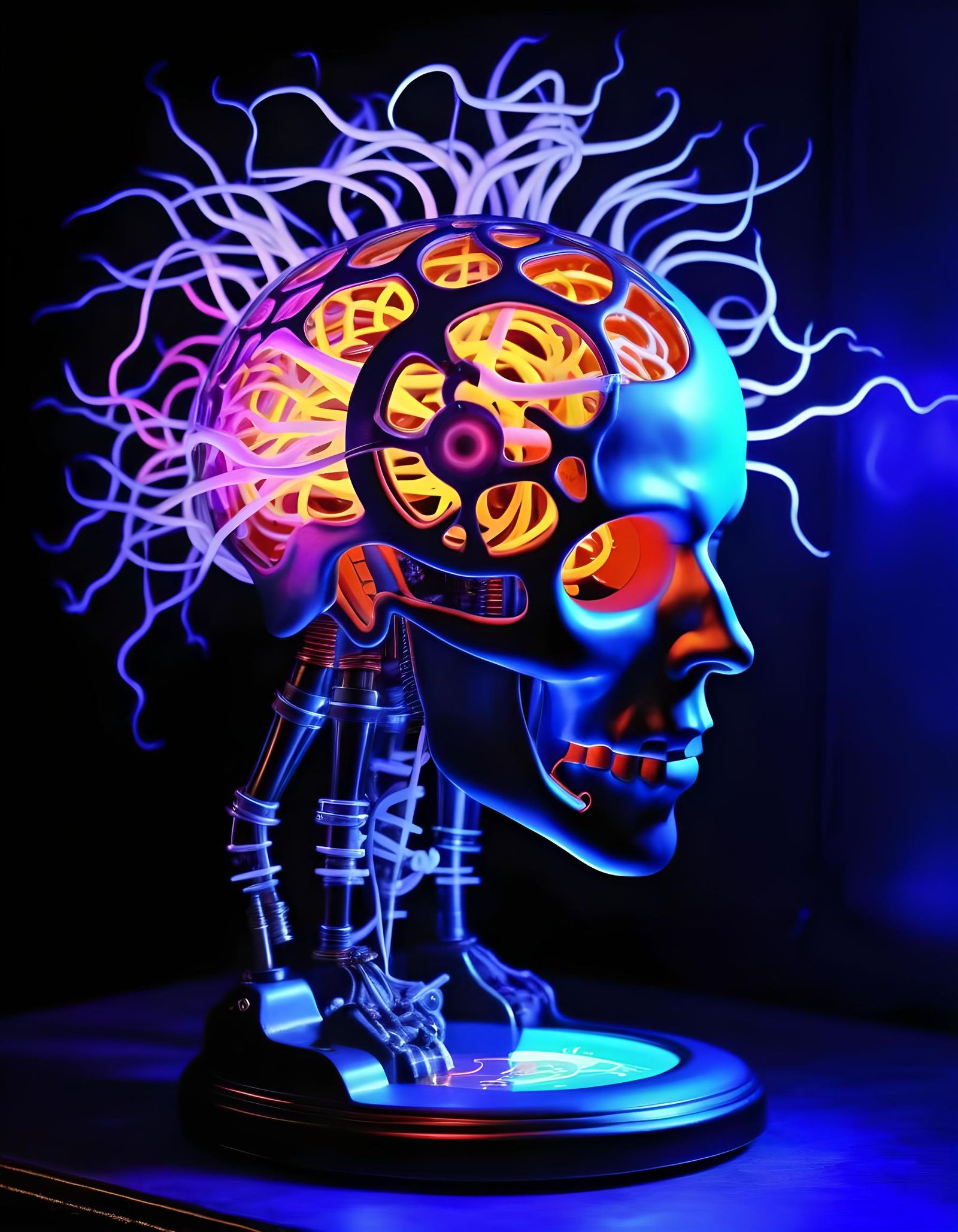UV Light Clockwork Brain Model in Steamjunk Style