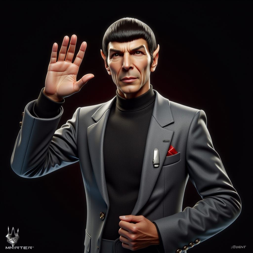 Mr. Spock Farewell in Hyperrealism Style