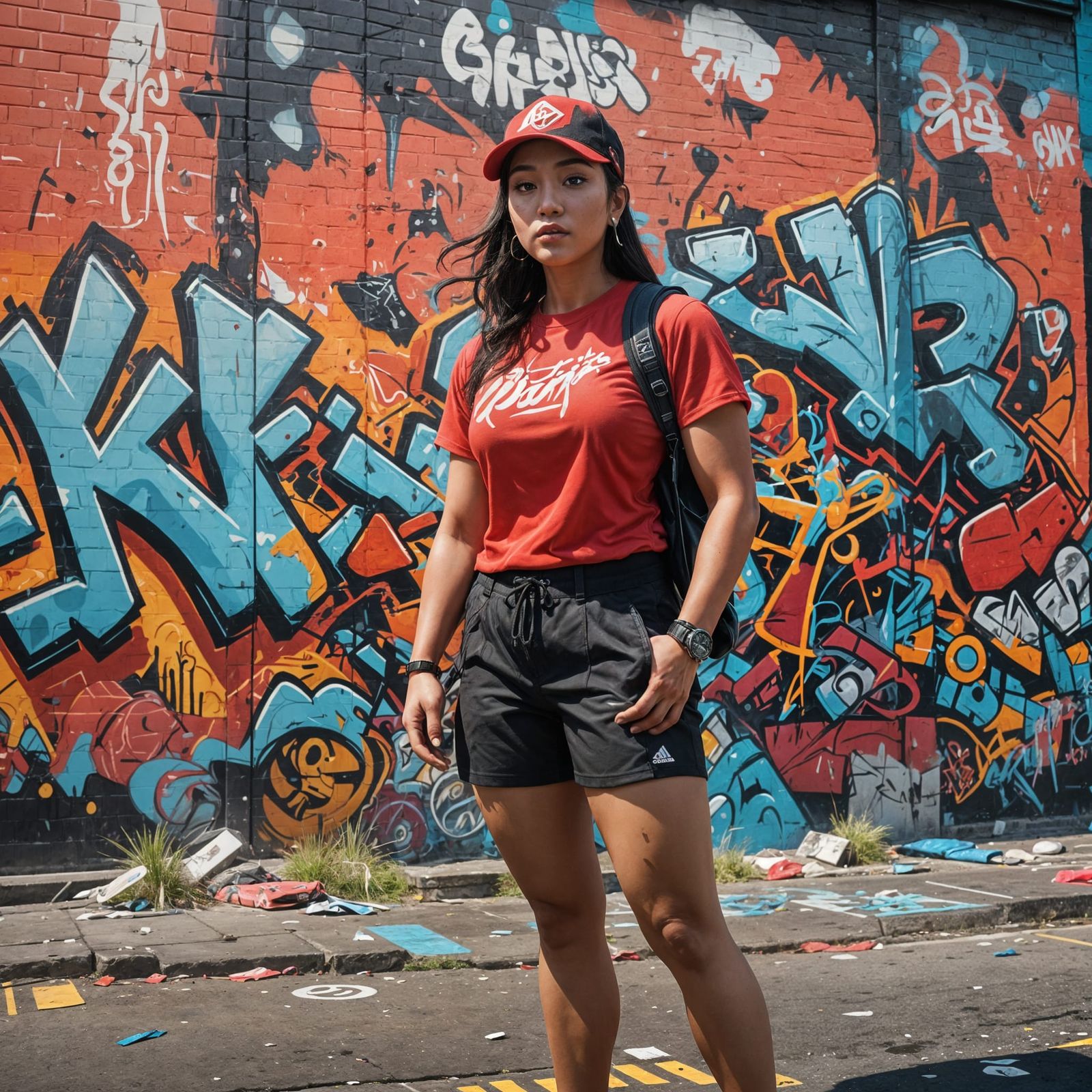 Curvy Woman in Urban Setting: Digital Art