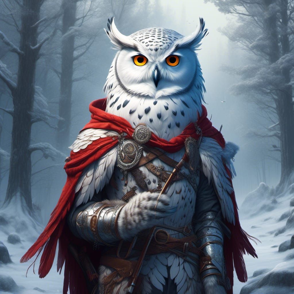 Snowy Owl Messenger in Winter Forest