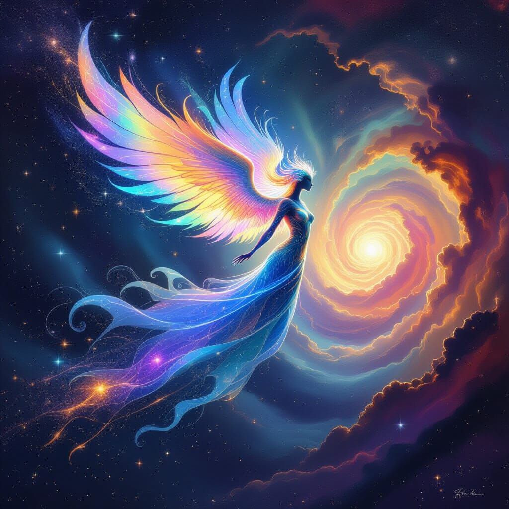 Cosmic Creature Soars Through Starry Void