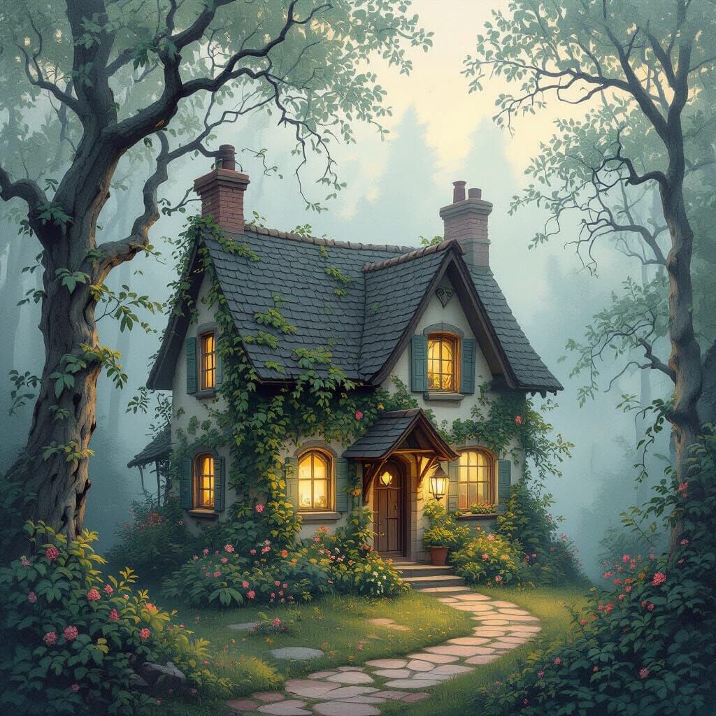Enchanted Forest Cottage in Romantic Style