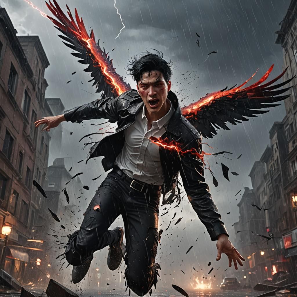 Fallen Angel Plunging from the Sky