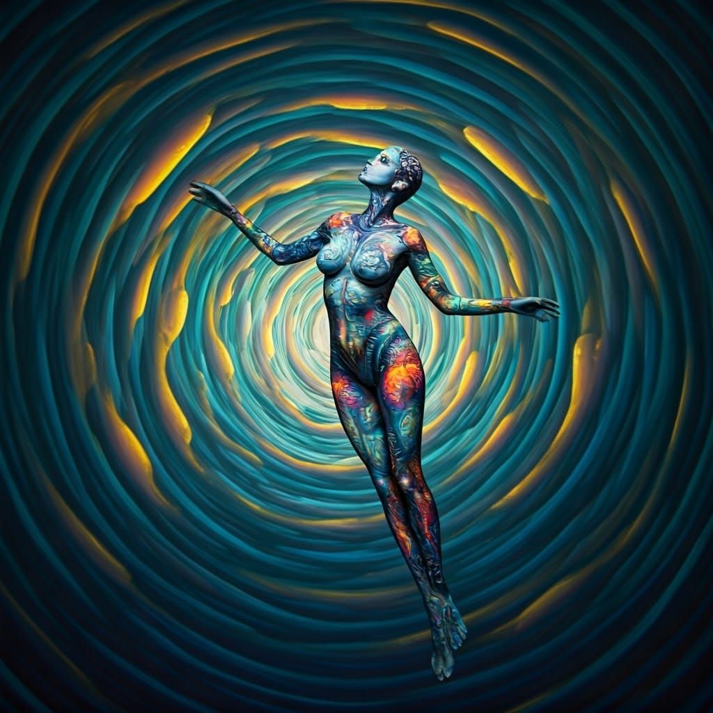 Iridescent Ocean Body Paint in Digital Matte Painting Style