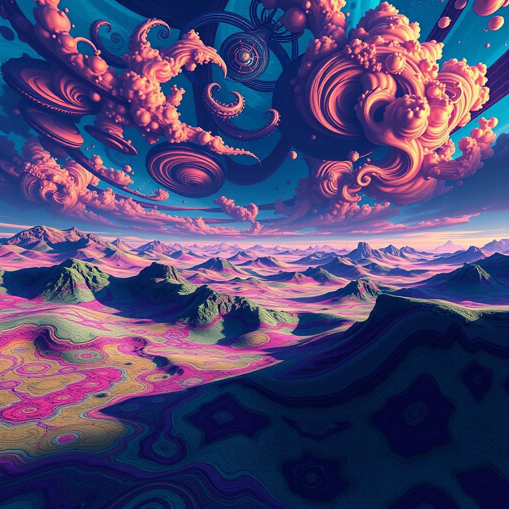 Dreamlike Kaleidoscope Landscape in Vibrant, Fantasy-Inspire...