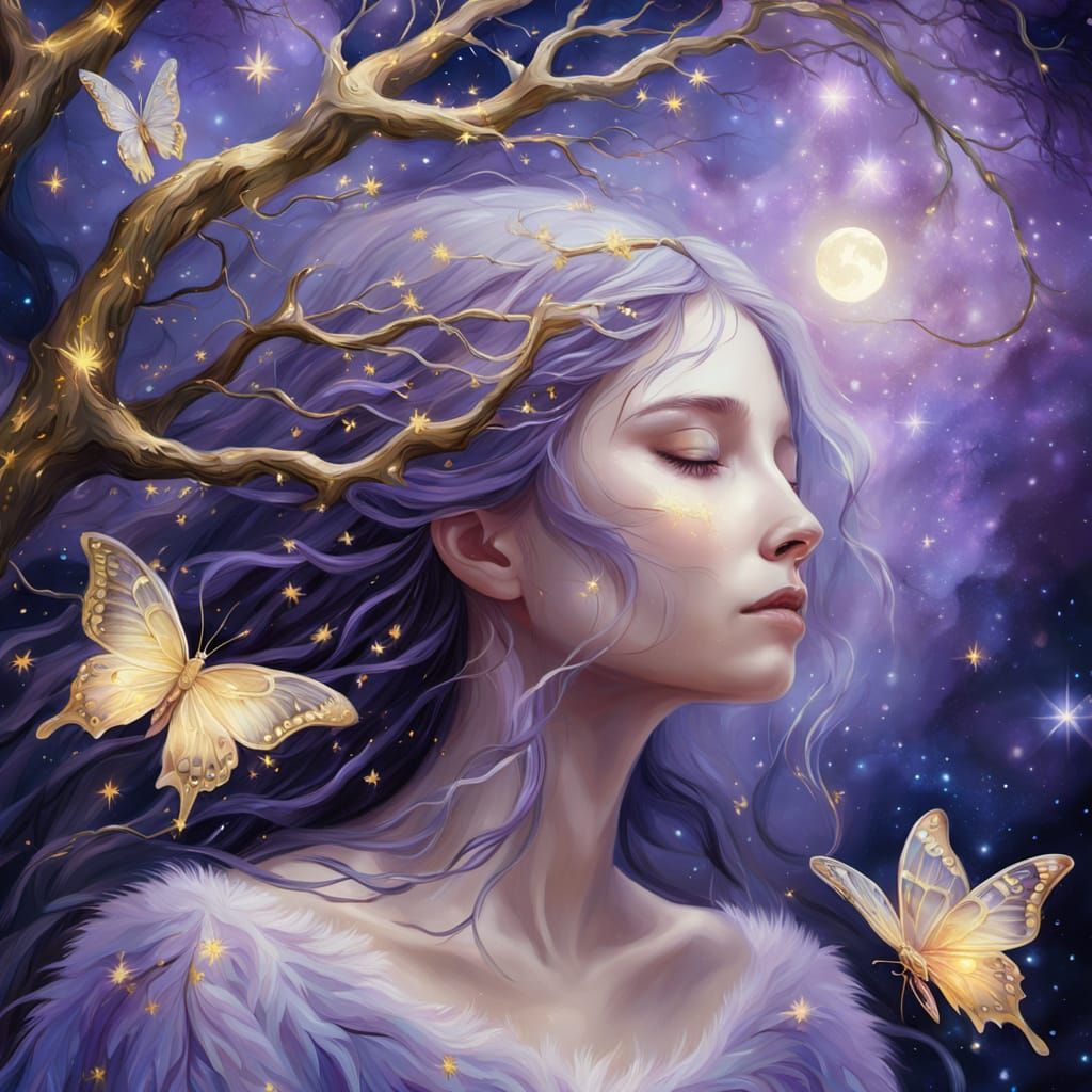 Celestial Creature Noctalya in Ethereal Oil Painting Style