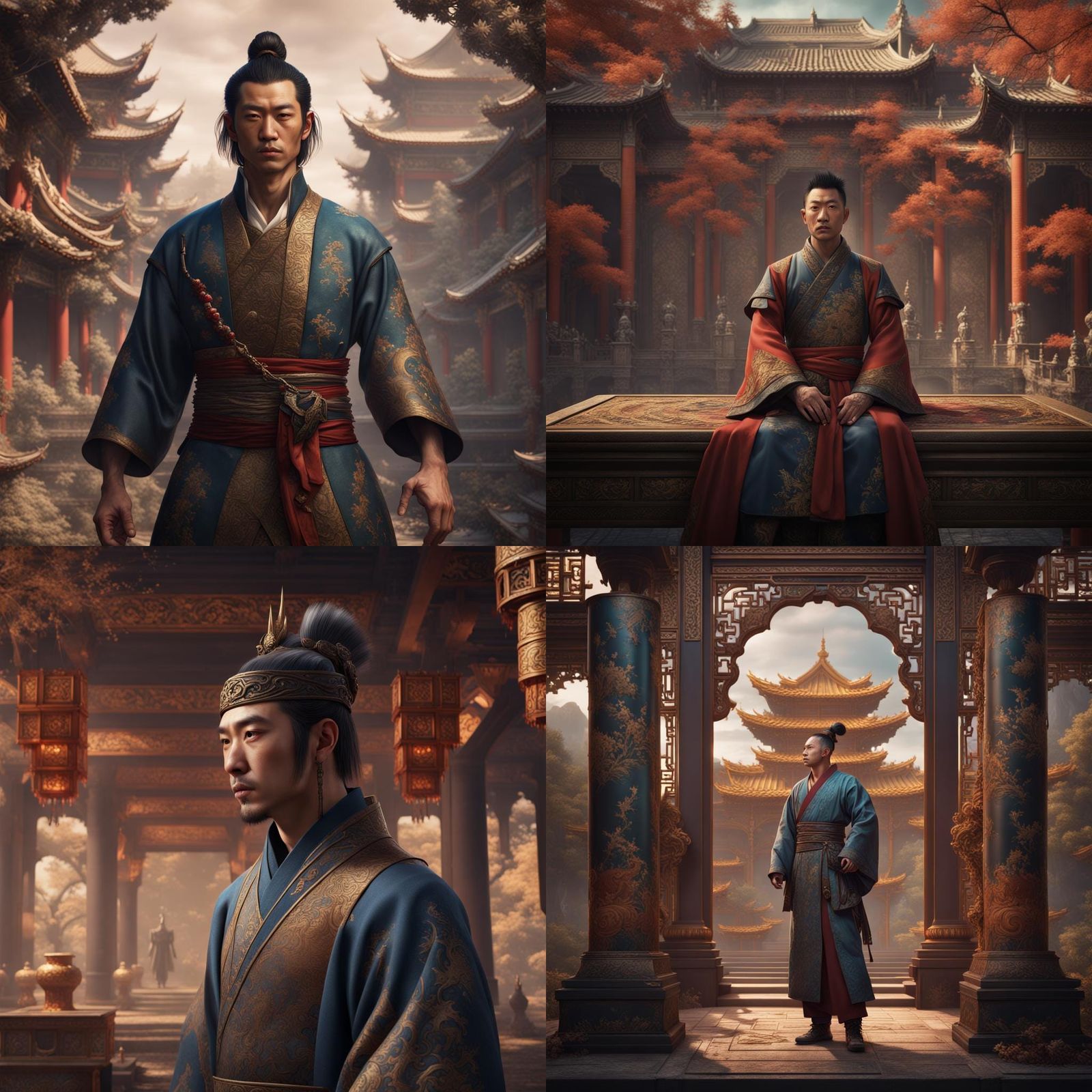 Asian Man in Renaissance Art Style