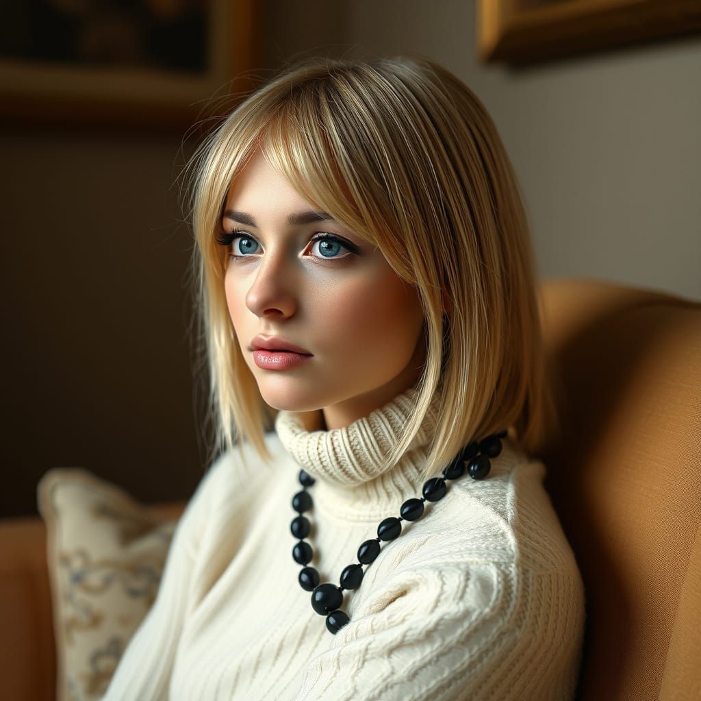 Woman with Necklace in Art Nouveau Style