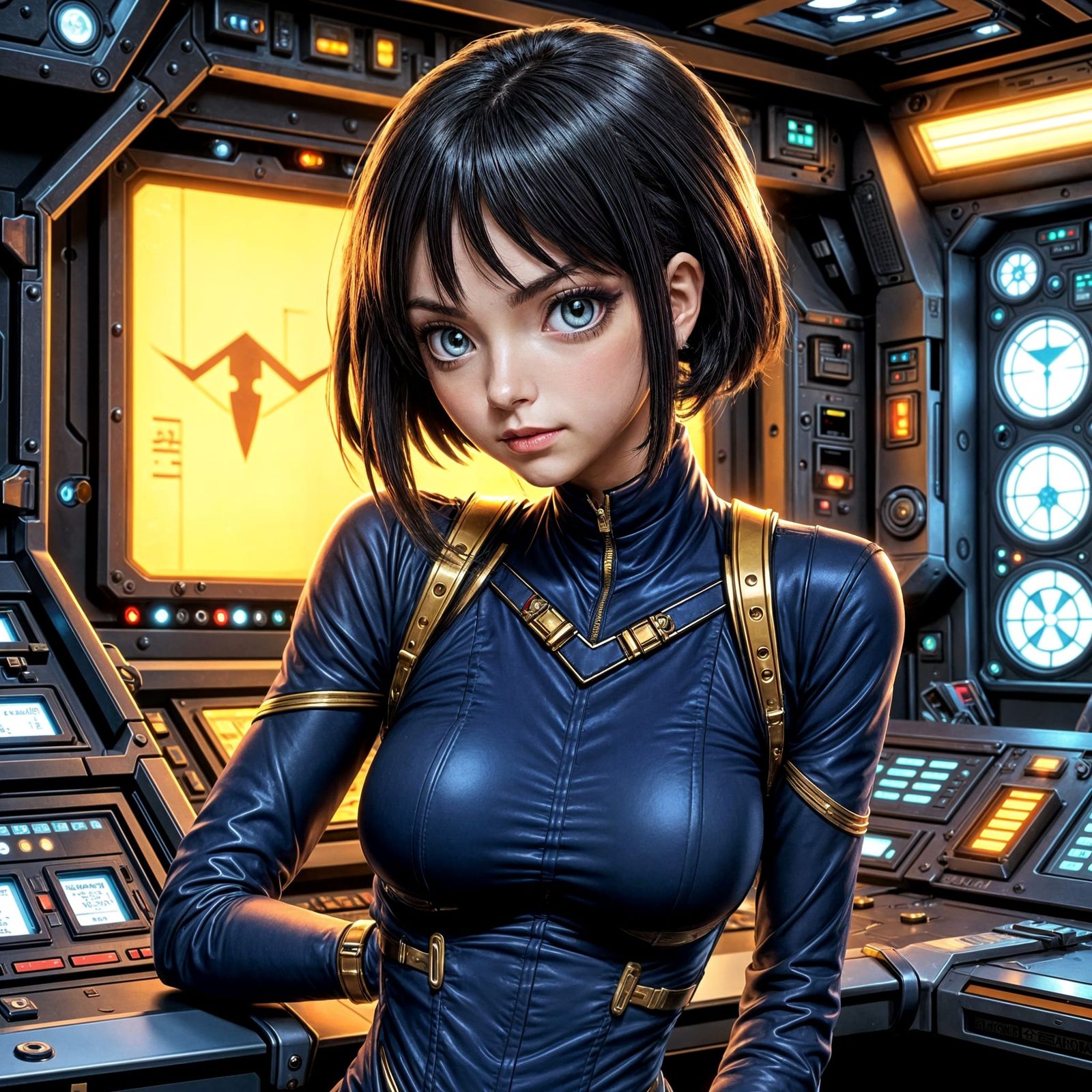 Misa Hayes: Anime Officer in Japanese Manga Style
