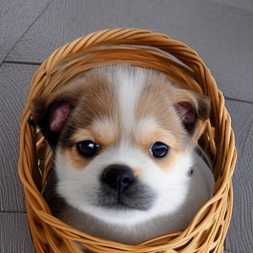 Dachshund Puppies in a Basket