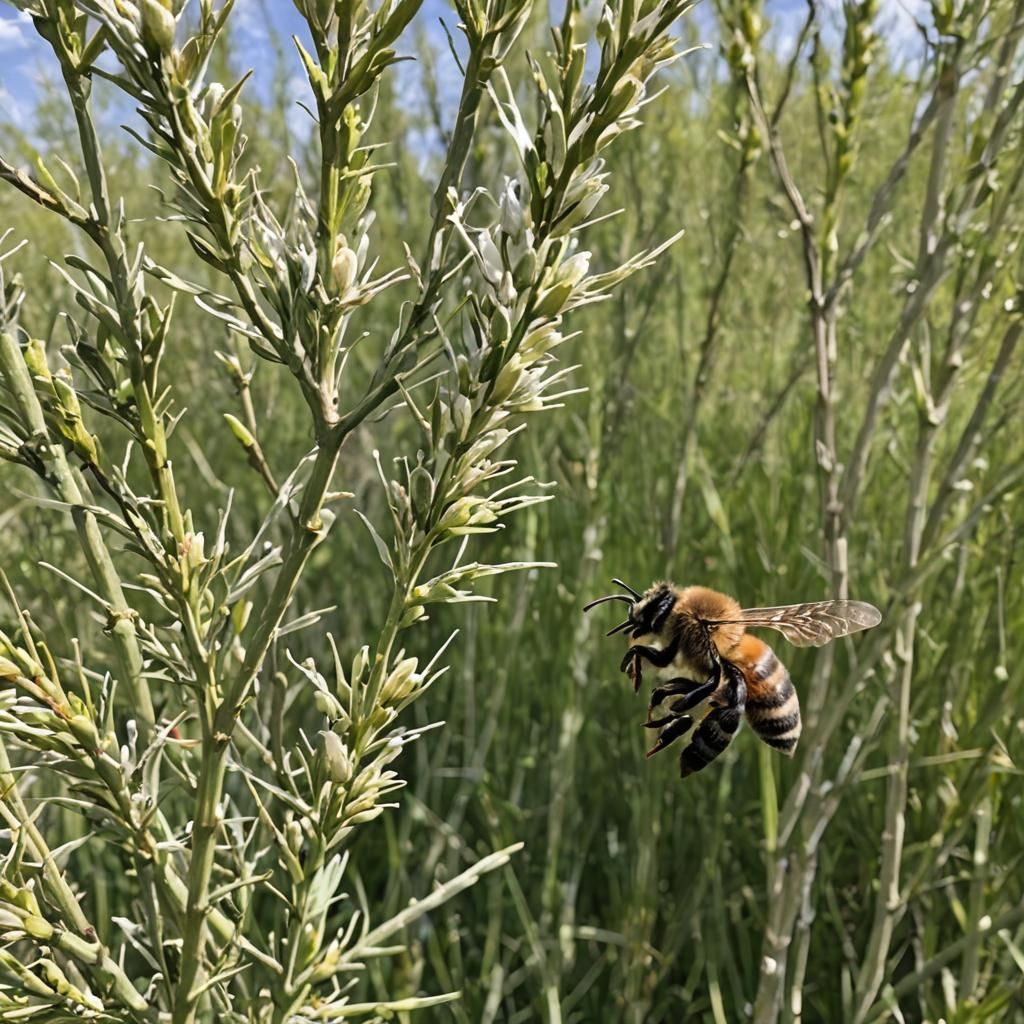 Bee and Willow Tree on the Prairie