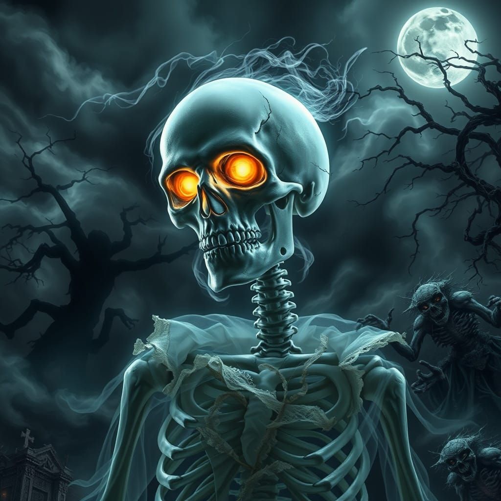 Ghostly Skeleton in Turbulent Tempest