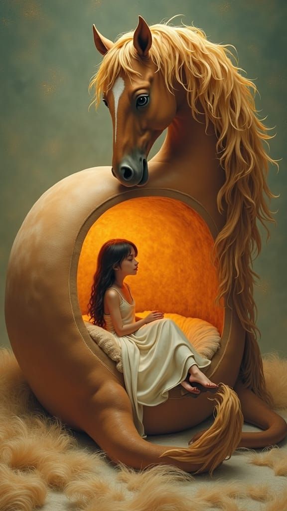Surreal Horse Reveals Human Interior: Dreamlike Scene