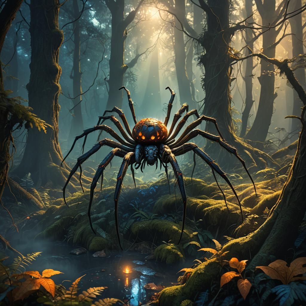 Giant Spider in Mystical Forest Concept Art