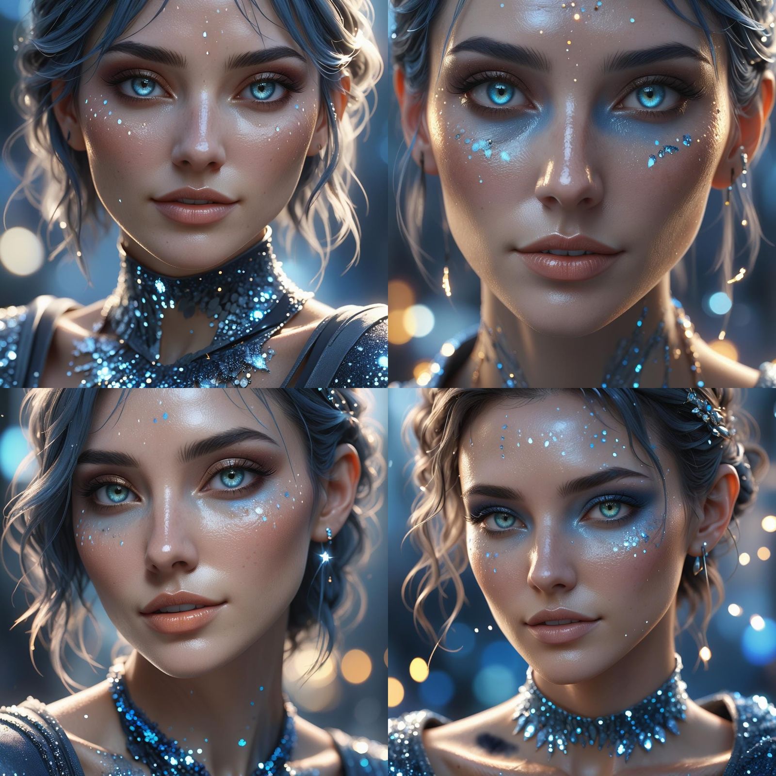 Ethereal Glow Portrait in Grey-Blue Hues