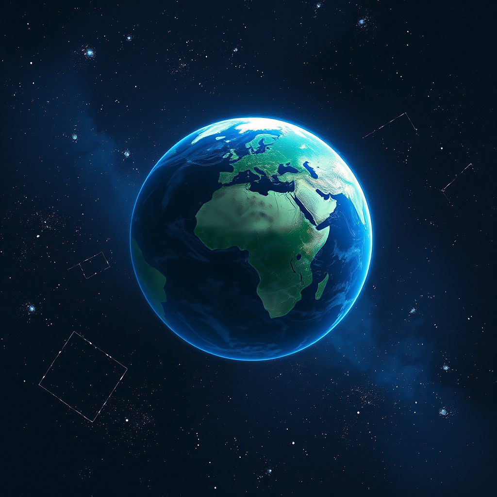 Earth in Space: A Dreamlike Cyberpunk Vision