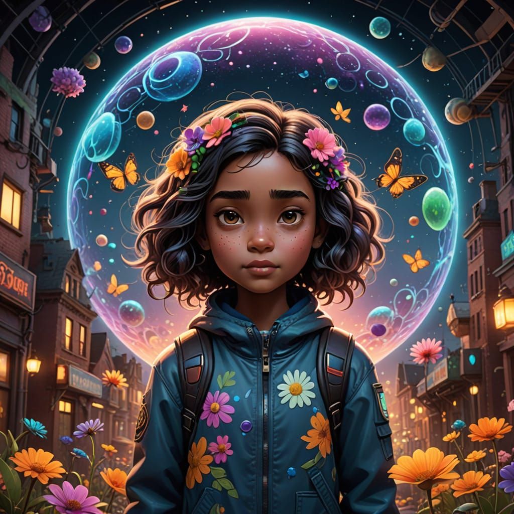 Enchanted Celestial Flower in Whimsical Space