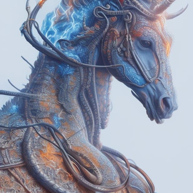 Intricate Fire Horse Portrait in Fantasy Art Style