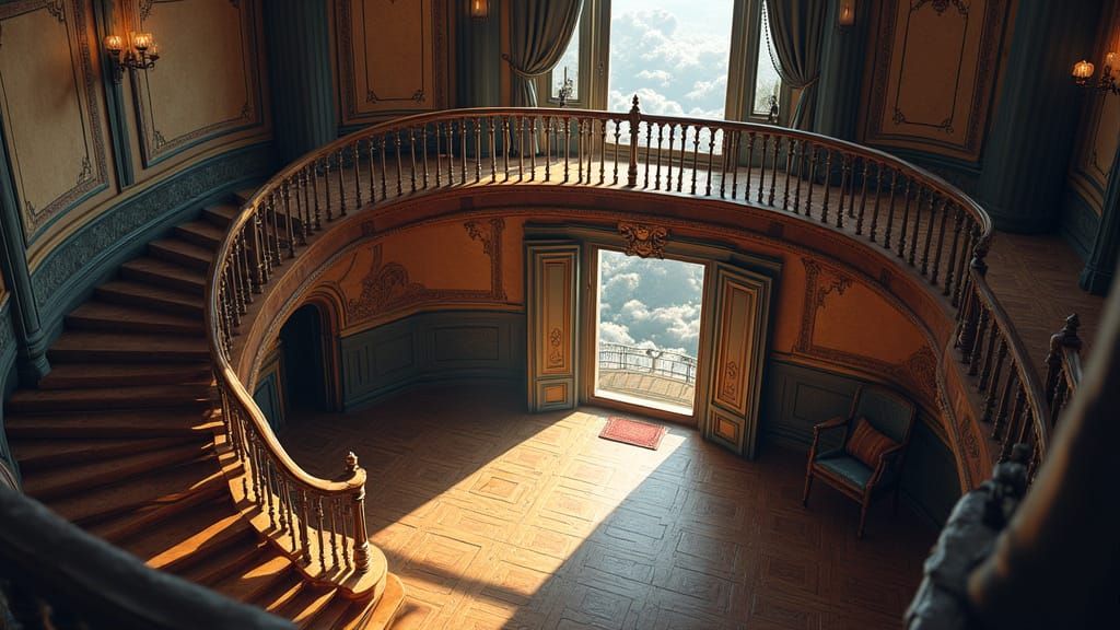 Monster House Balcony in Isometric Steampunk Style