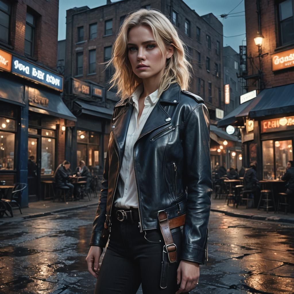 Woman in Leather Jacket: Fantasy Concept Art