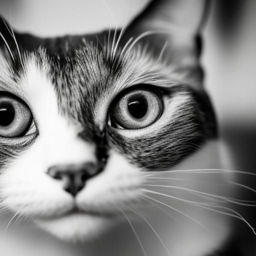 Hyper-Detailed Black and White Cat Portrait