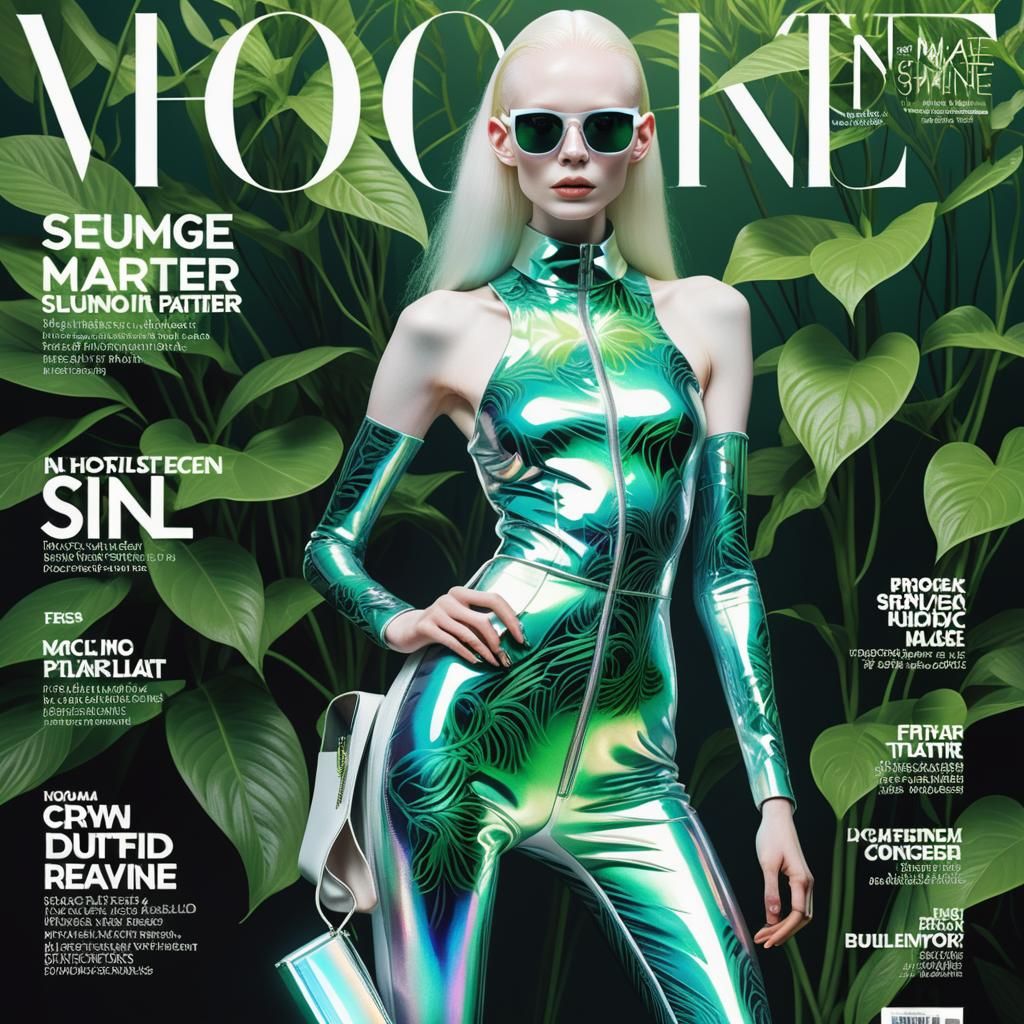 Futuristic Fashion Magazine Cover with Albino Model