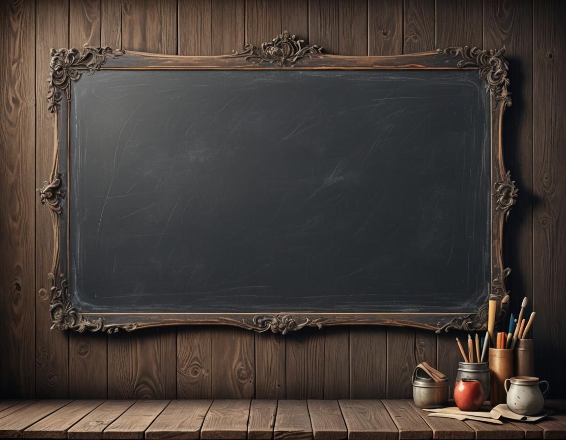 Old Blackboard on Wood in Detailed Digital Art
