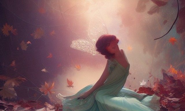 Aetherpunk Fairy Rides Falling Leaf