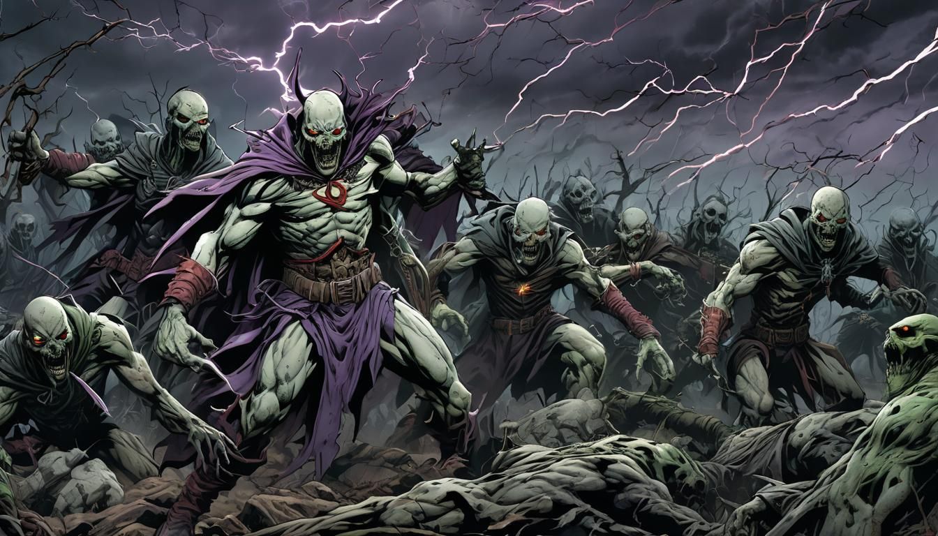 Undead Army Rising: Dynamic Comic Book Illustration