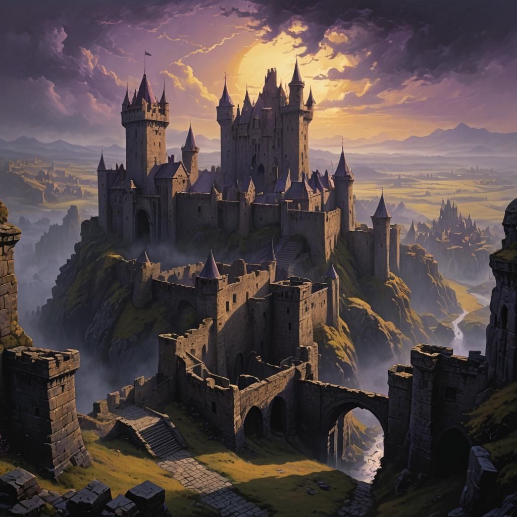 Ruined Castle in Dark Kingdom: Fantasy Matte Painting